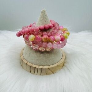 Pink Mix Arm Candy Beaded Bracelets Bundle